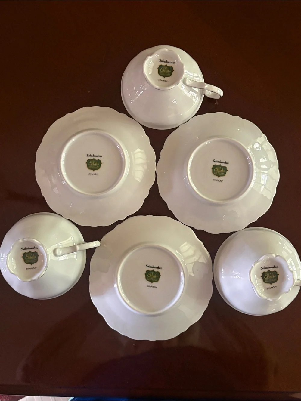 Estate Symphony Fine White Porcelain Tea Cup and Saucer Set with Silver Trim